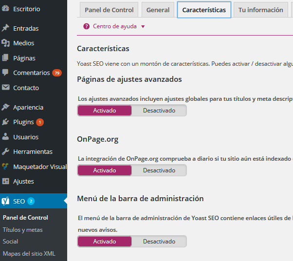configurando el plugion Yoast SEO