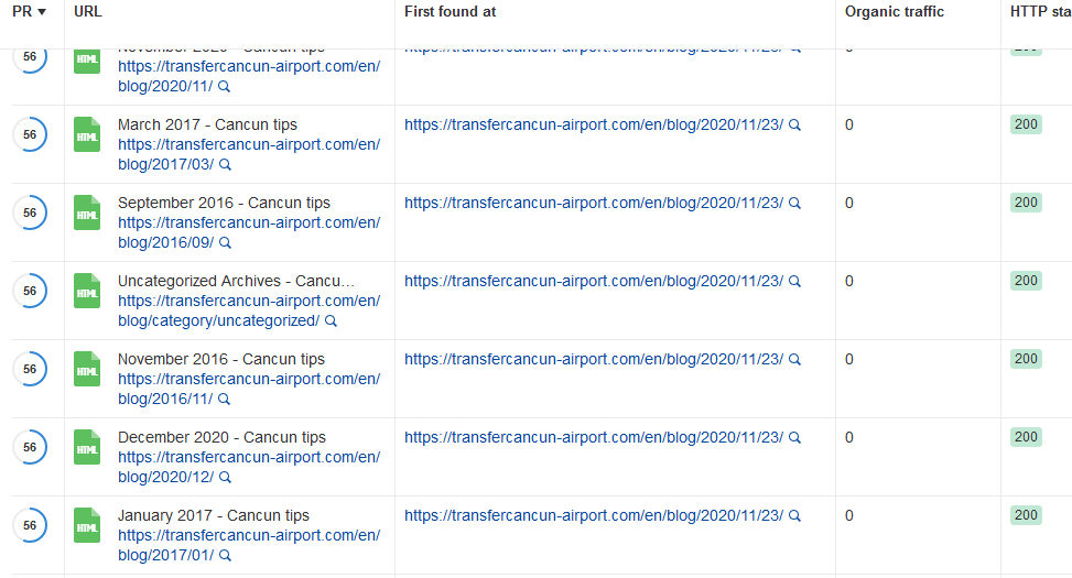 comprobando indexabilidad con ahref