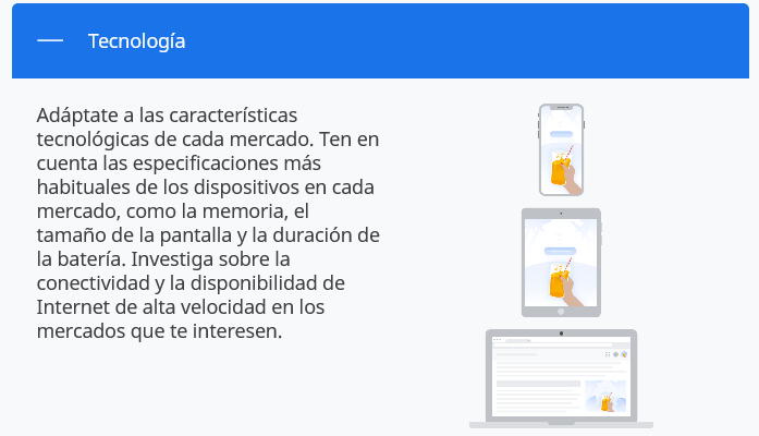 Qué tres aspectos relacionados con la tecnología podrían influir en el rendimiento de una aplicación en un mercado concreto