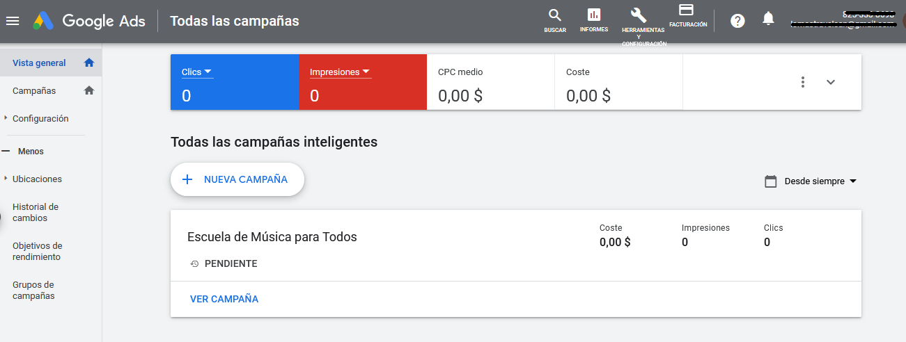 creando cuenta de google ads