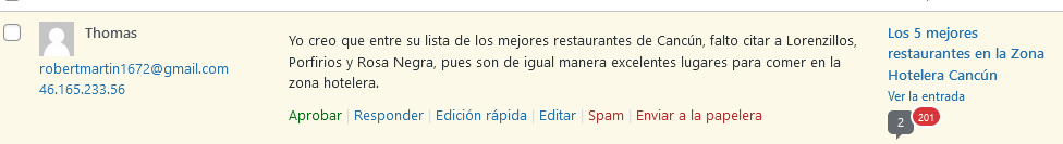 editando comentarios de wordpress