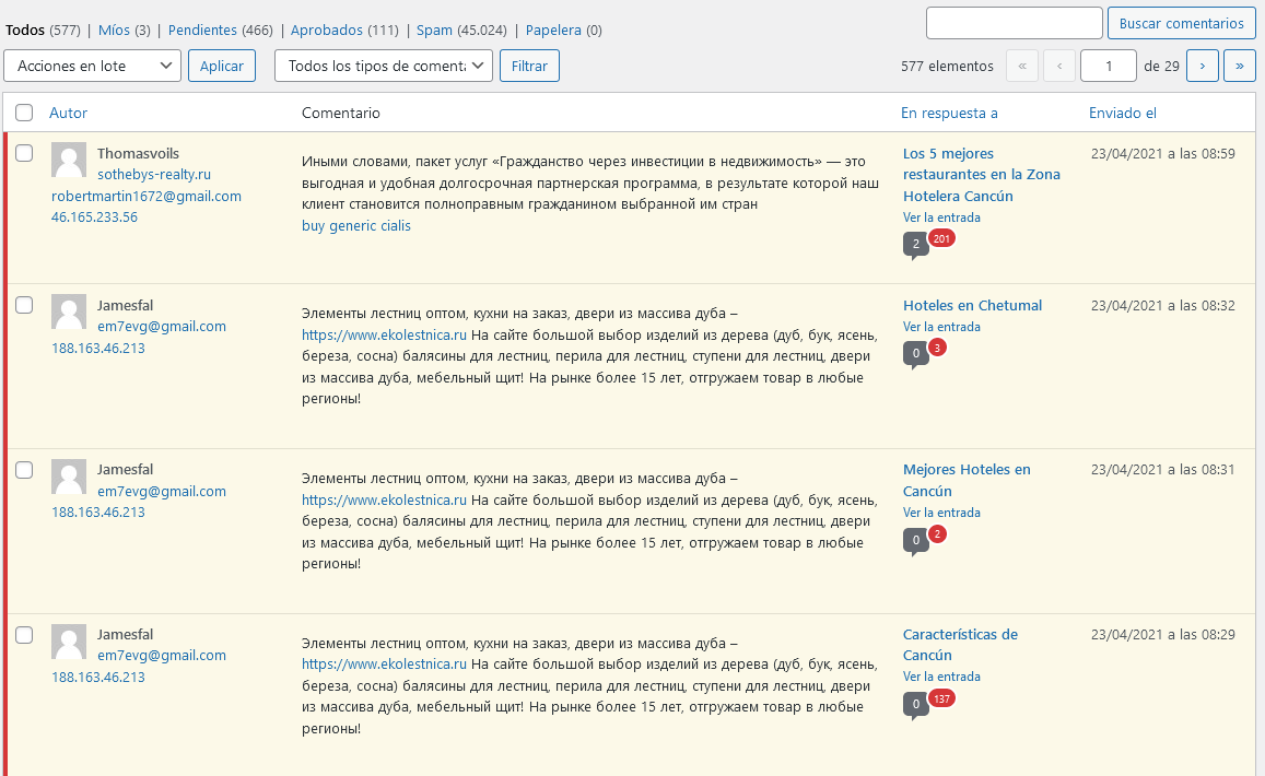 seo hack en comentarios spam