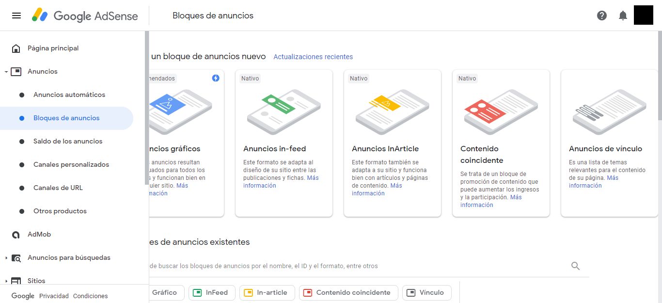 anuncios por bloques adsense