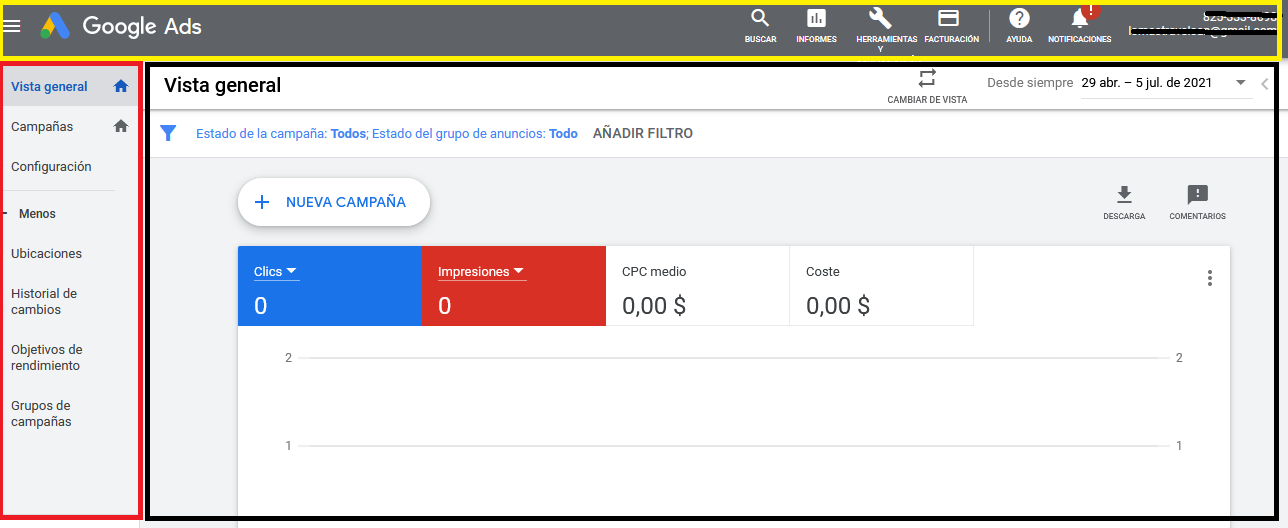 interfaz modo experto google ads