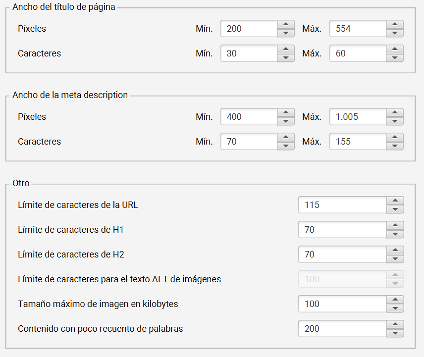 configuracion preferencias screaming frog
