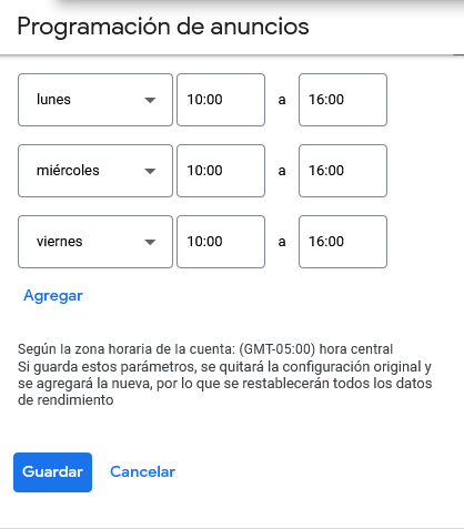 google ada anuncios programación