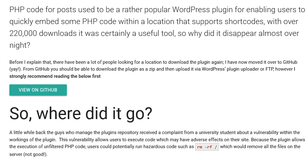 Si quieres leer la información lo puedes hacer y si no le tienes miedo a la muerte entonces dale clic al botón “View on GitHub”. Lo cual nos llevara a la página de repositorio de GitHub.
