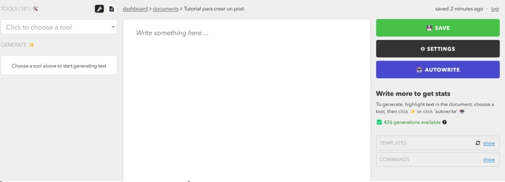 nichesss interfaz de trabajo