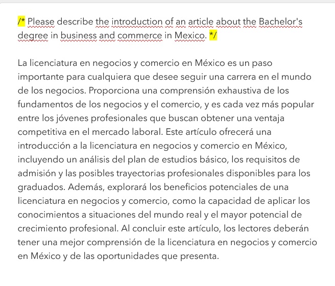 …. y en unos cuantos segundos “Voilá” tenemos nuestro contenido generado.
