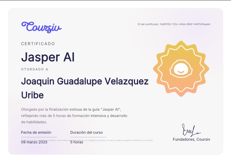 Certificado Jasper AI