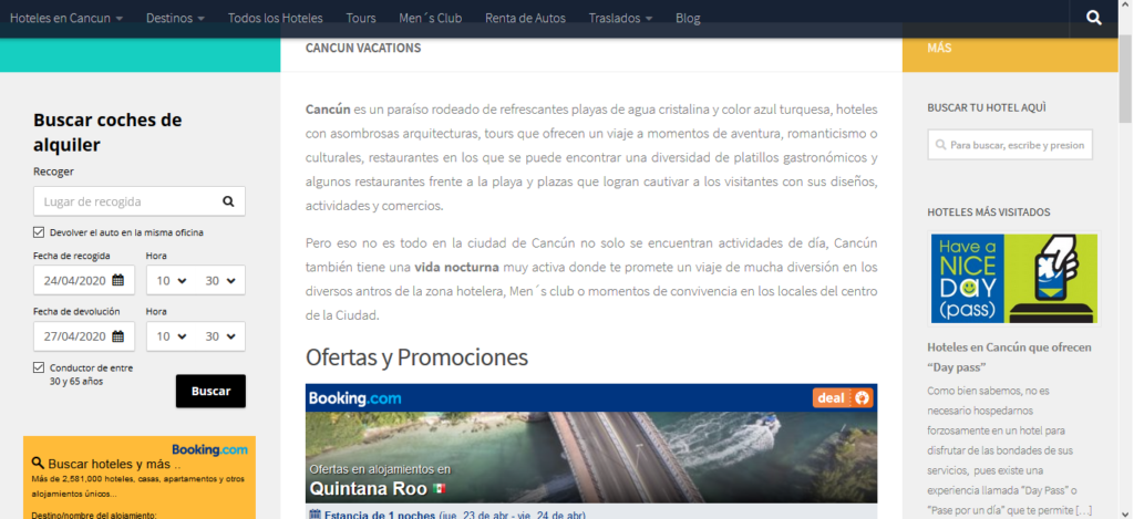 portal web mi cancun - gana dienero con booking