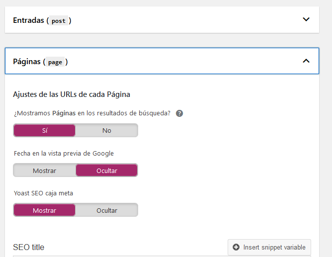 configurando post y paginas con yoast SEO