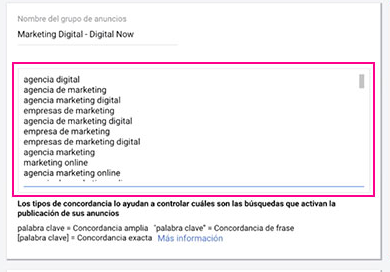 palabras claves google ads