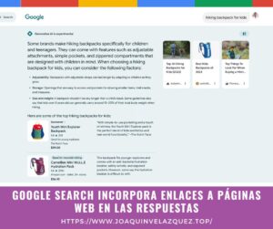 Google Search incorpora enlaces a páginas web en las respuestas